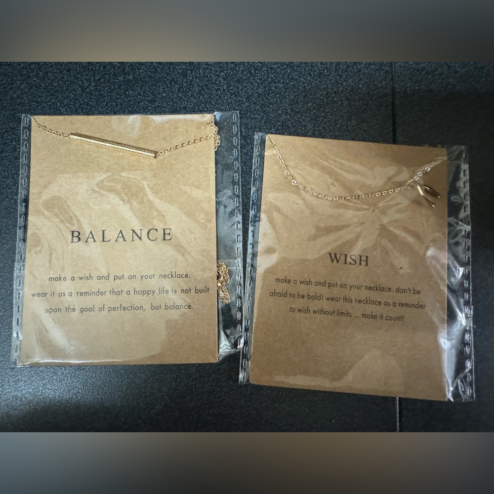 Golden wish bone and balance necks set of 2 gift for wife girlfriend or friend